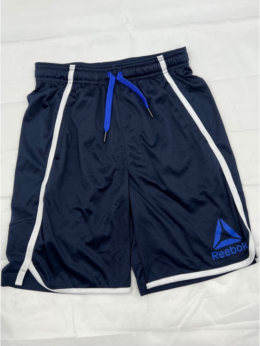 147 Reebok kids Athletic Shorts Size 14/16 XL Navy Blue Polyester